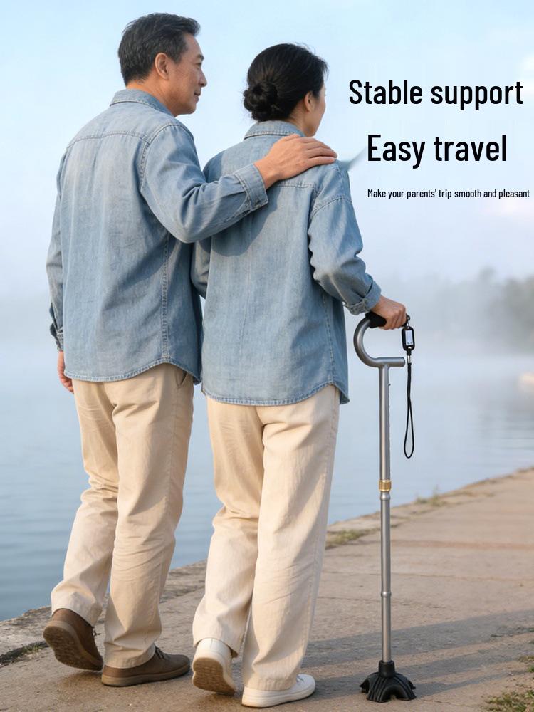 Adjustable Foldable Aluminum Cane with Anti-slip Design for Seniors and Disabled