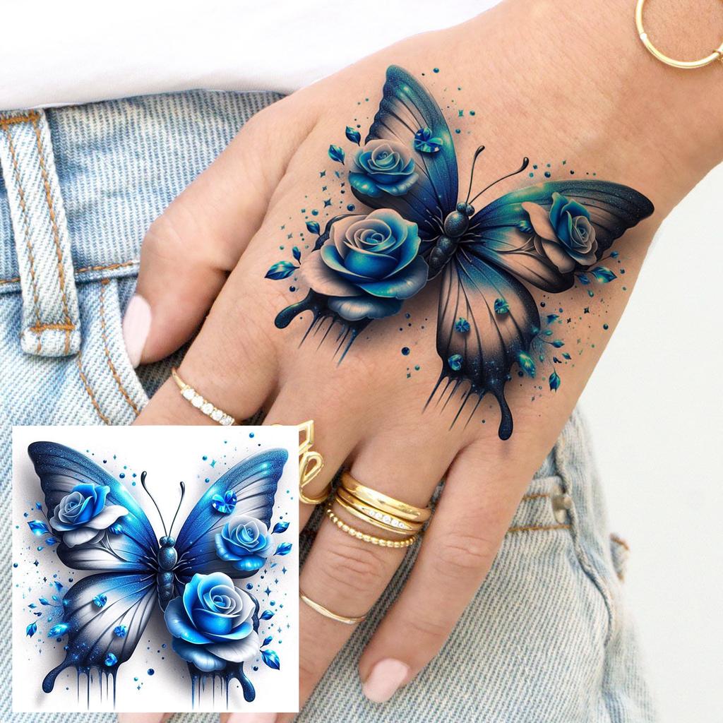 1 Sheet Butterfly Temporary Tattoos For Women Hands Clavicle Neck, Fake Tattoo Stickers Waterproof Long Lasting Realistic Tatoos