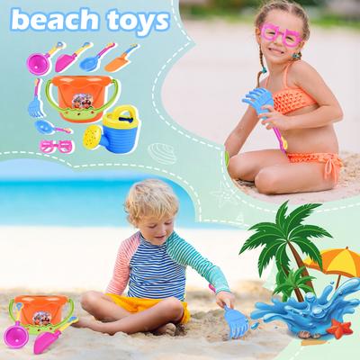 Sand Beach Toys,9Pcs Toddler Kids Children Outdoor Sand Beach Bucket Shovel Rake Water Toys Set