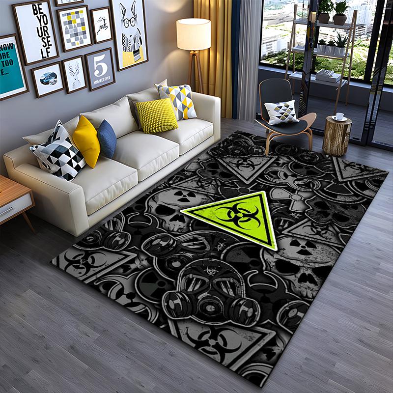 

Warning Sign Rug with Biohazard Symbol Suitable for use as an anti-slip game mat for living room and bedroom sofas 40x60cm( 15x23in )