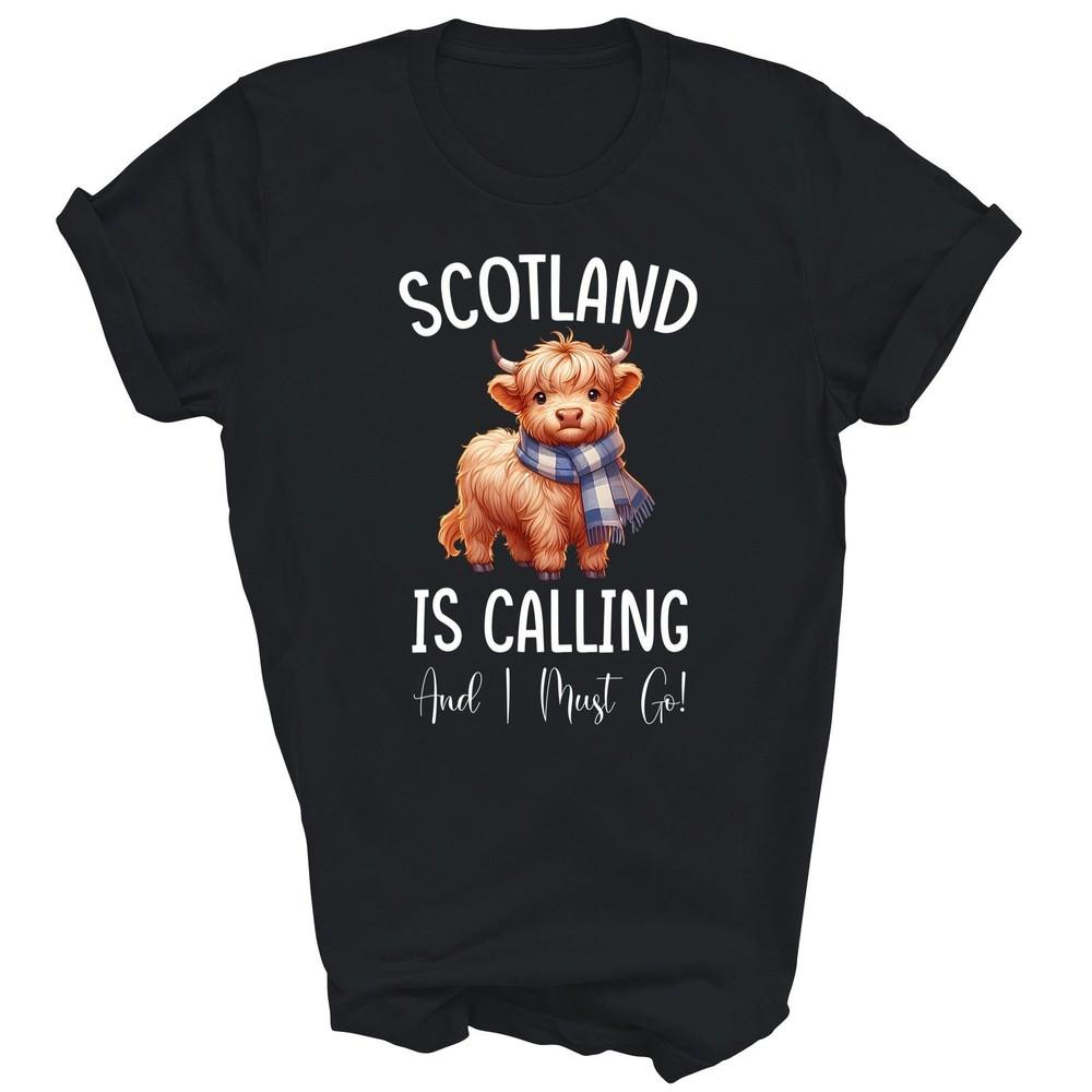 

Scotland Is Calling And I Must Go Highland Cow Unisex Shirt Gift 3XL