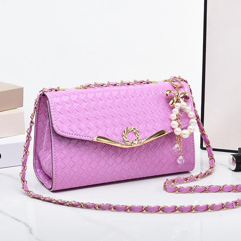 

2025 Жіноча Модна Плетена Лакована Шкіряна Сумка Через Плече Кроссбоді з Ланцюжком Small