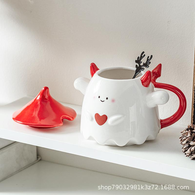 Creative Fun Halloween Little Devil Ceramic Mug Couple Love Water Cup Birthday Gift Drink Tea Mug Office Teacup Home Decoration