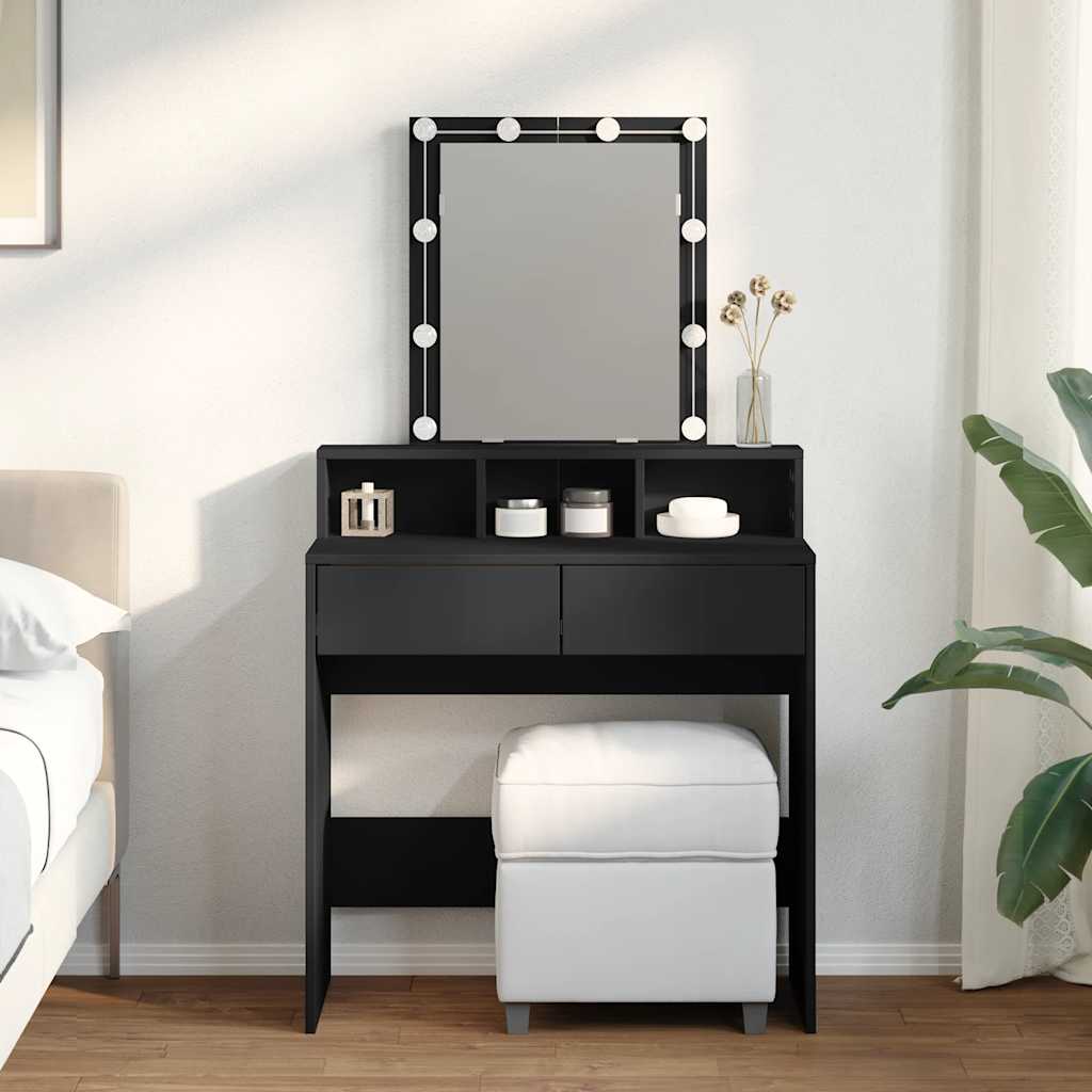 Vidaxl Dressing Table With LED Lighting, Black, 80X41X144.5 Cm