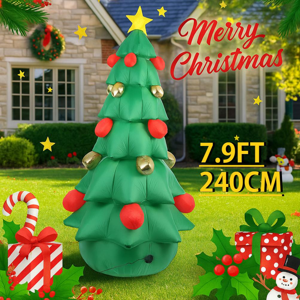 7.9FT Inflatable Toy Christmas Tree Xmas Yard Lawn Garden Party Decoration LED Lit Xmas Home Supplies Ornament Festive Gift