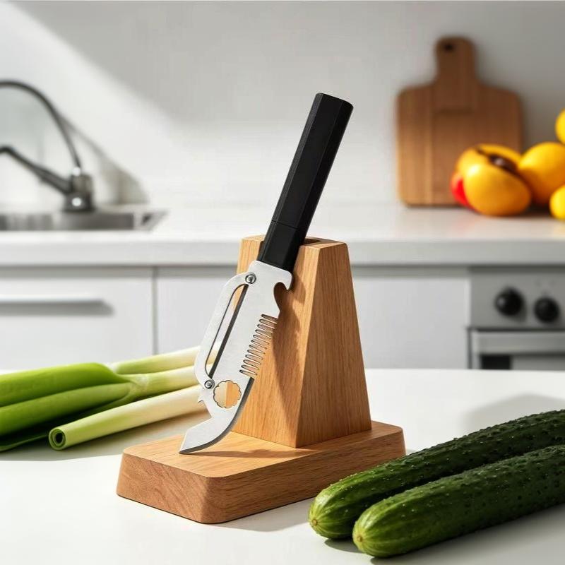 Multifunctional Stainless Steel Peeler With Bottle Opener Nut Cutter Comfort Grip Handle For Kitchen Fruit Vegetable Prep