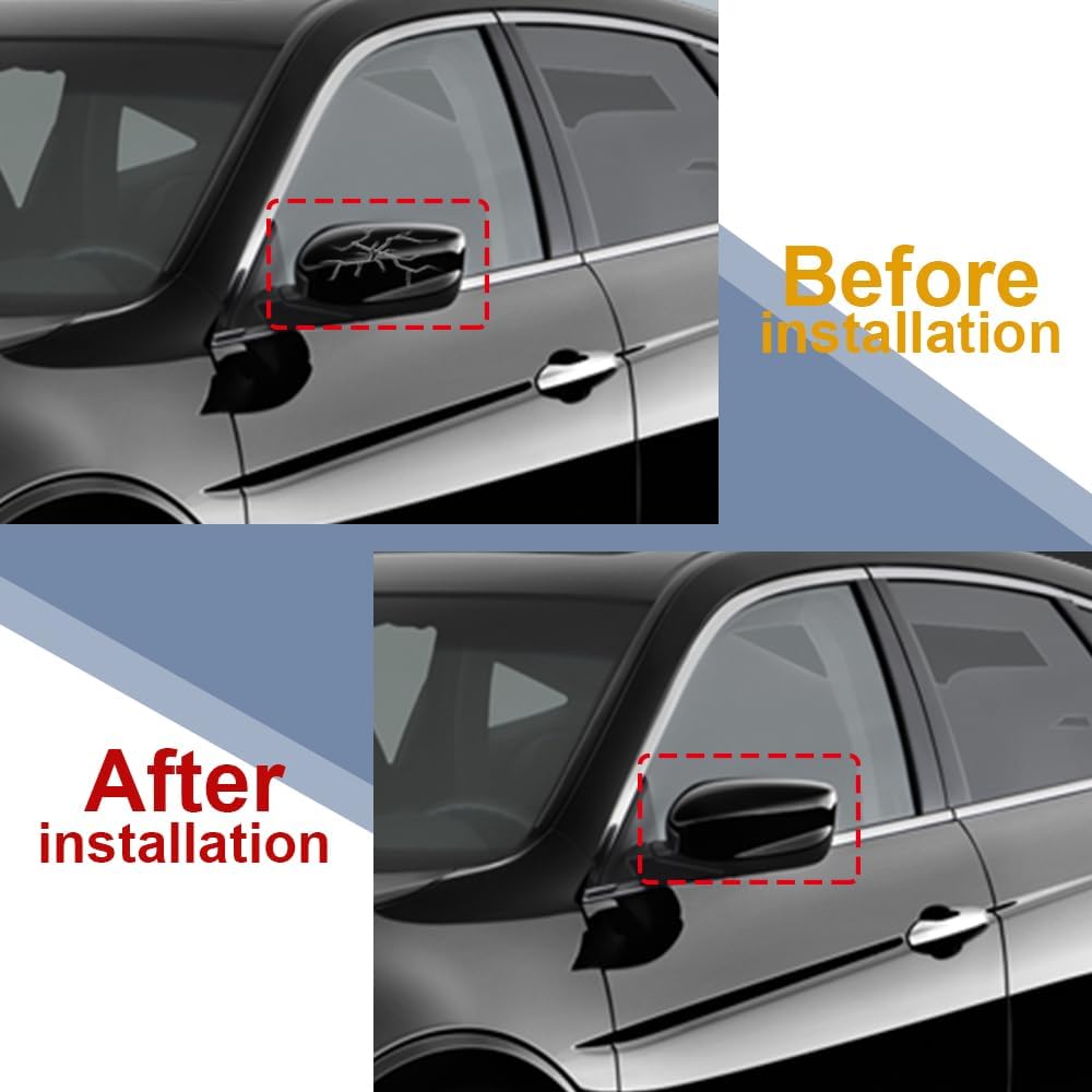 2Pcs Front Driver Side And Passenger Side Rearview Mirror Cover Caps Compatible With Honda Accord 2008 2009 2010 2011 2012 Glossy Black