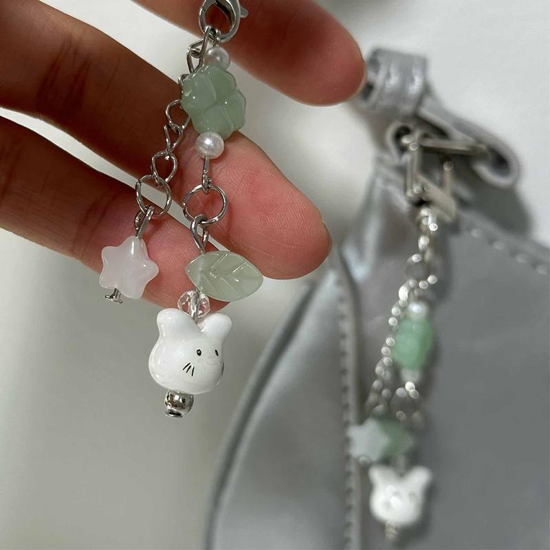 Y2K Phone Charms Pendant Lucky Clover Rabbit Chain Strap Lanyard For Phone Bag Charm Accessories