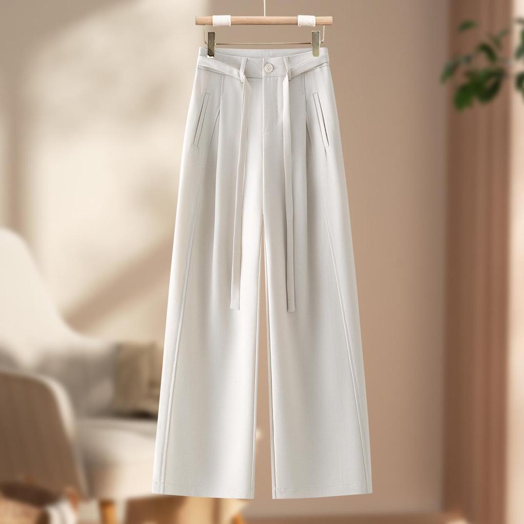 Wool Blend Wide-Leg High Waist Pants for Women - Autumn/Winter 2025: Thick, Versatile & Comfortable
