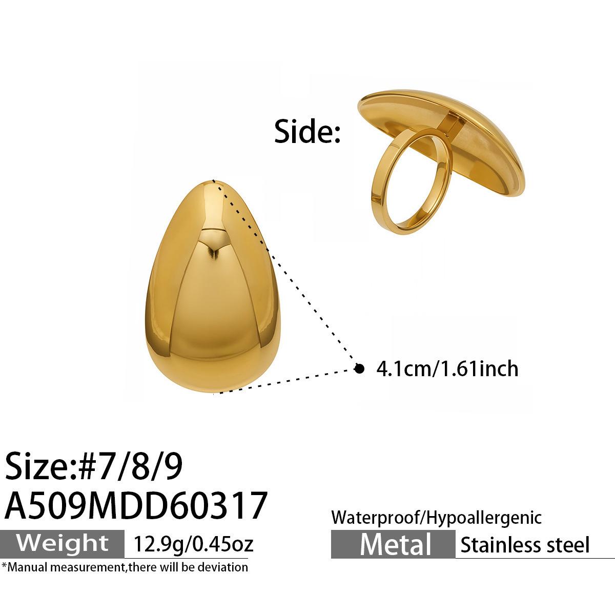 European Chic Croissant Ring Set: 18k Gold-Plated Stainless Steel Fashion Jewelry Size 7