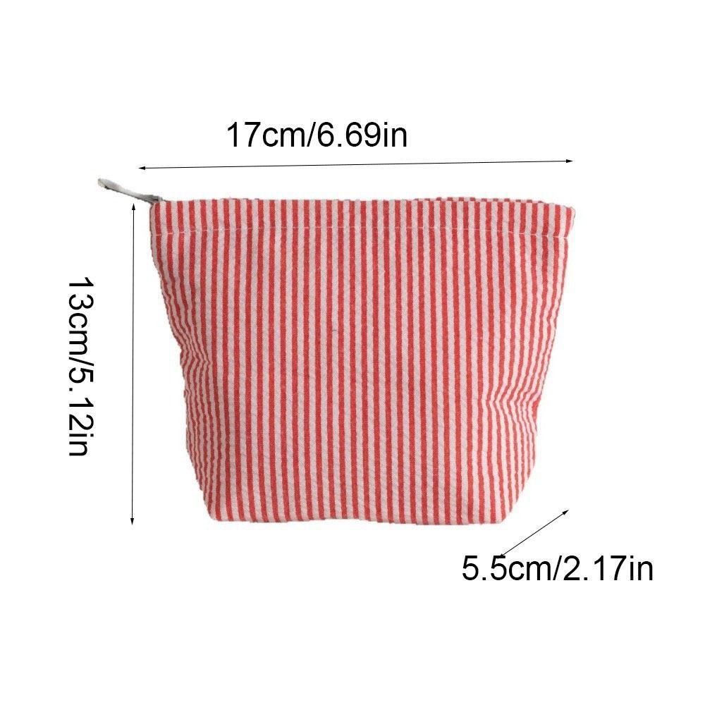 Large Capacity Striped Cosmetic Bag Handheld Pencil Pouch Women Toiletry Bag  Travel Essential