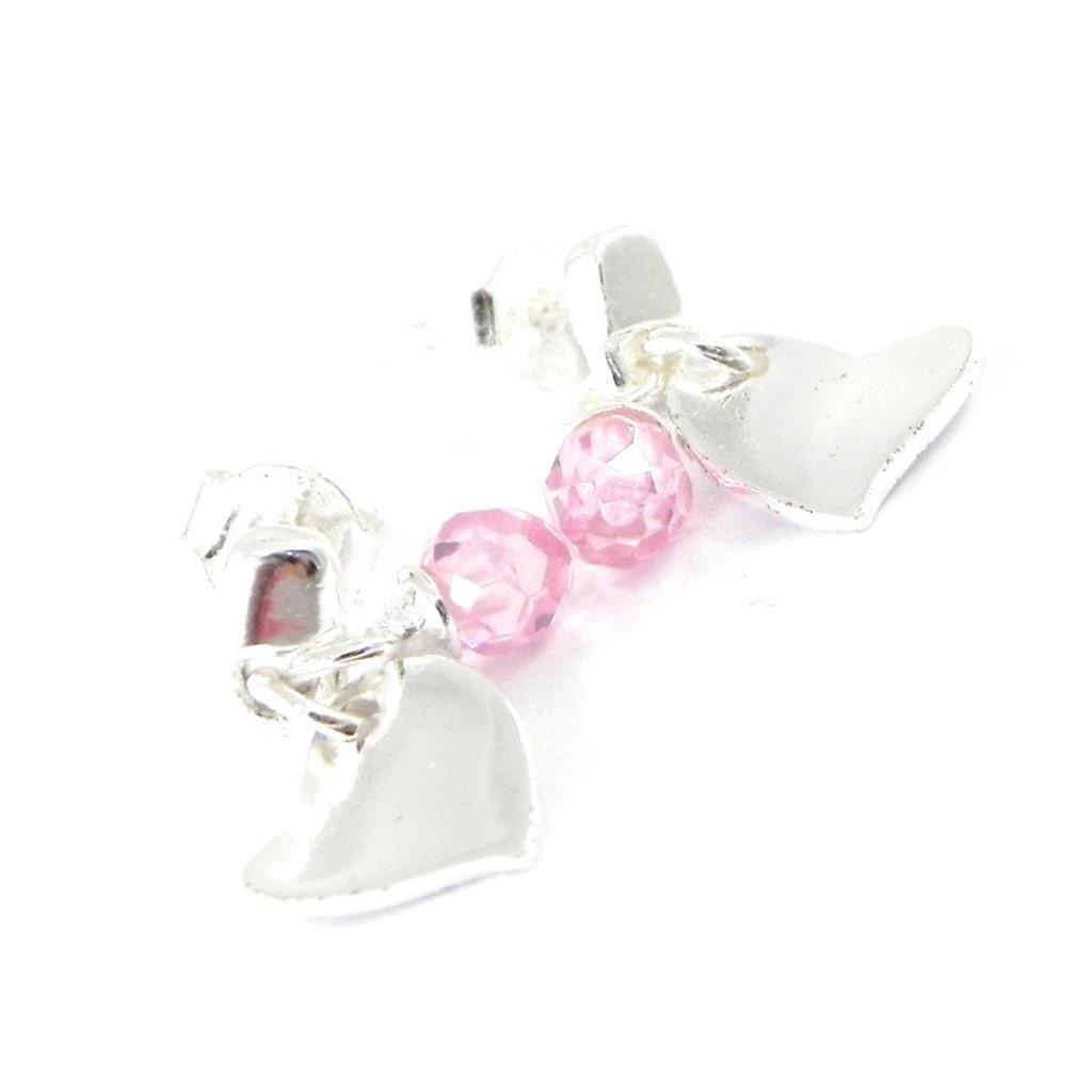 Les Trésors De Lily [F6697] - Pink 'Sweet Heart' Silver Earrings