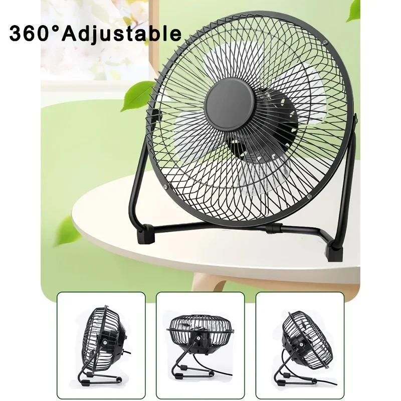 USB Powered Desktop Fan 4/6/8 Inch 2 Speed Adjustable 4 Blades 360° Rotation Portable Electric Fan for Home Office Computer