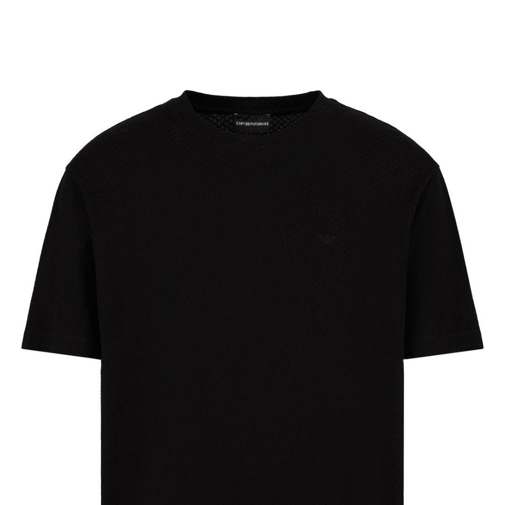 Emporio Armani Solid Color Straight Cut Pullover Round Neck Short Sleeve T-Shirt Men Tops Black 6D1T7P-1JHIZ-0028