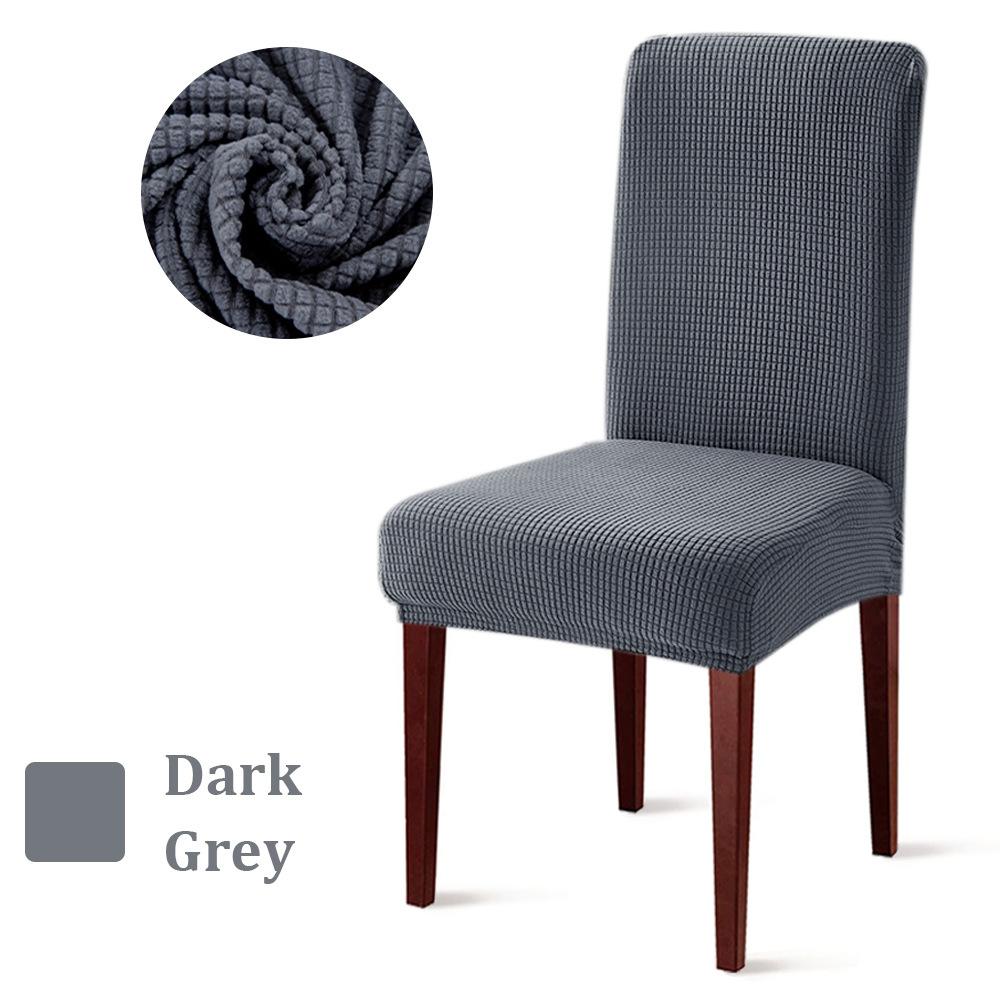 Jacquard fleece middle back chair cover solid color corn kernel chair cover dust-proof hotel banquet dining chair cover dust cover