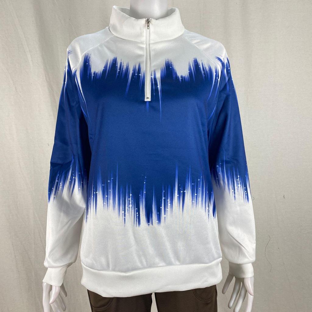 Gradient Print Zipper Long Sleeve Women's Winter Hoodie