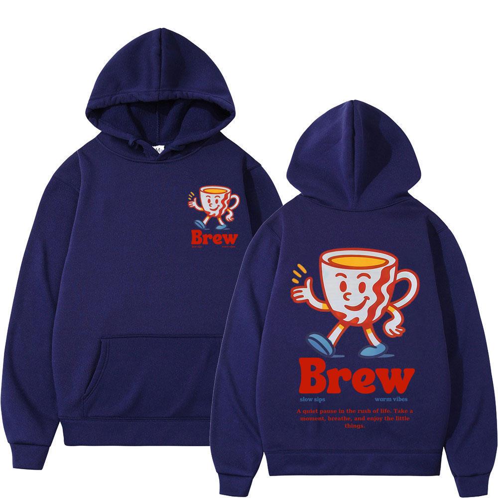 Brew Coffee Lover Fashion Graphics Hoodie Man Woman Vintage Pullover Long Sleeves Casual Oversized Sweatshirt