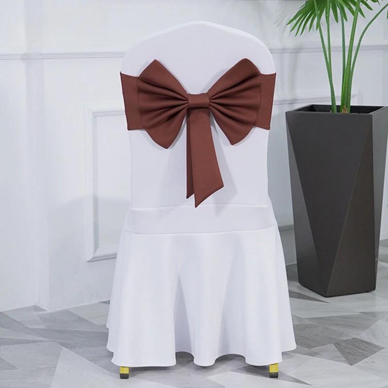 10PCS Thicken Spandex Chair Cover Band Ribbons Chair Tie Backs for Party Banquet Decor Wedding Decoration Knot Chair Bow Sashes