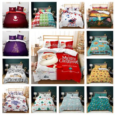 Christmas Bedding Set Holiday Quilt Pillowcase 2/3 Pieces Christmas Decoration AU180 * 210 Full Size Quick Drying and Easy Cleaning Home Decoration
