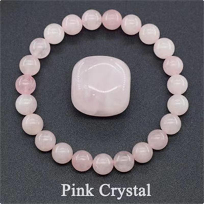8mm Rose Natural Stone & Tiger Eye Crystal Elastic Unisex Bracelet