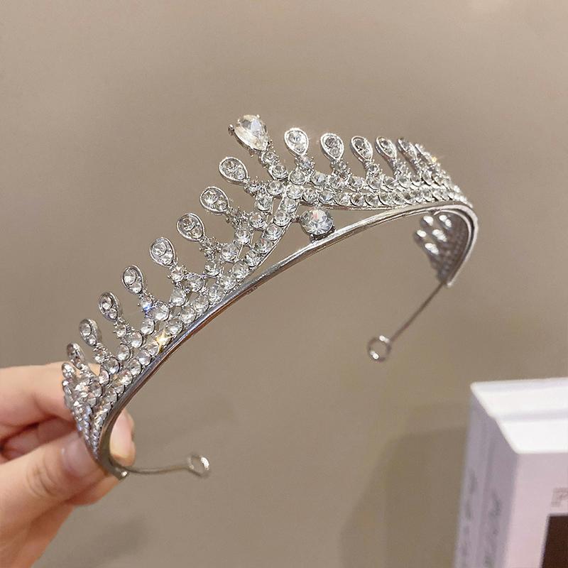 

DIEZI New Luxury White Crystal Tiara For Women Girls Wedding Birthday Party Dress Elegant Queen Bridal Bride Crown Accessories