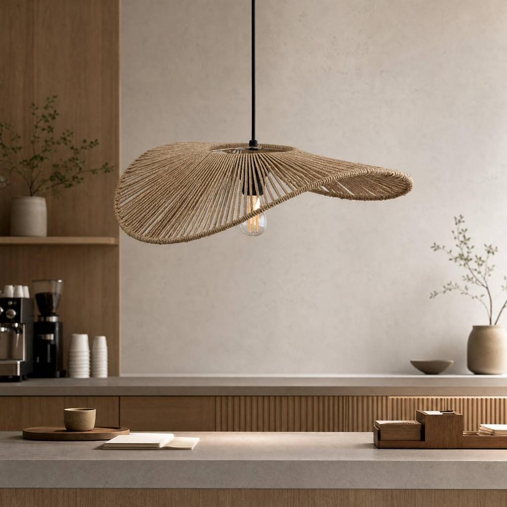 Woven Paper Rope Pendant Lampshade Modern with Central