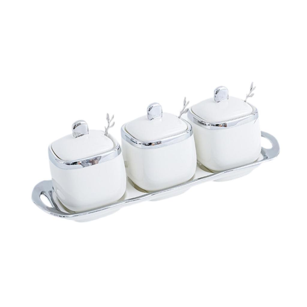 Ceramic Spice Jars Modern Pepper Seasoning Pot Box Practical Small Sugar Bowl for Restaurant Kitchen Countertop Household