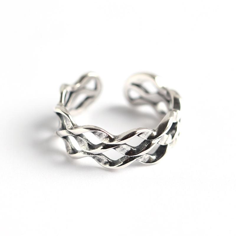 Elegant Three Wavy Layer Hollow Ring Stylish 925 Pure Silver Accessory Gifting For