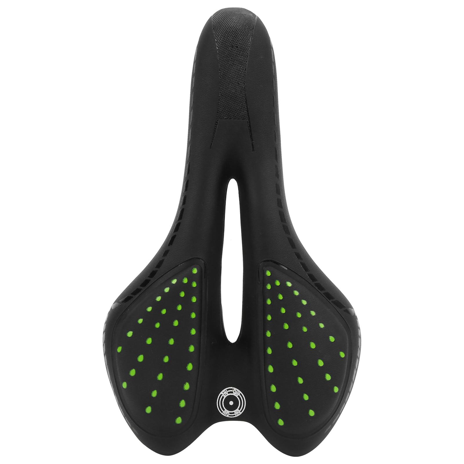 Mountain Bike Saddle Comfortable PU Leather Breathable Mountain Bike Saddle Seat Black Green