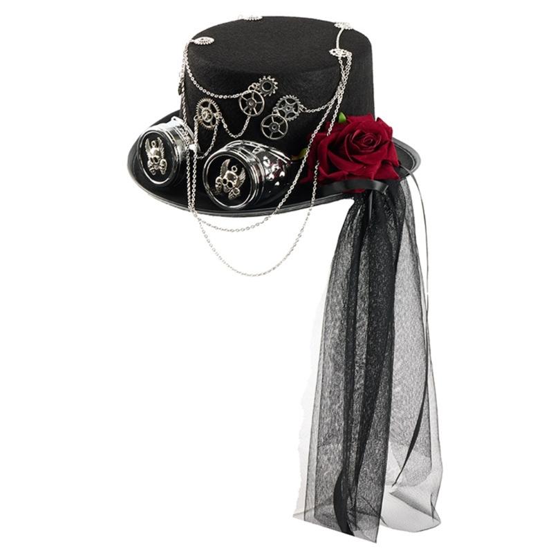 

Victorian Style Mesh Caps Gothic Headpiece Adjustable Goggles Headwear Costume Accessories For Theme Parties Halloween 1