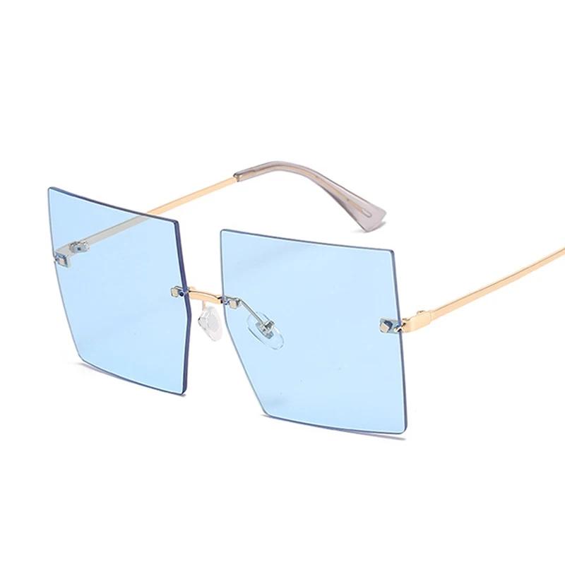 Vintage Square Sunglasses Women Luxury Oversized Rimless Sun Glasses Female Fashion Brand Designer Clear Shades