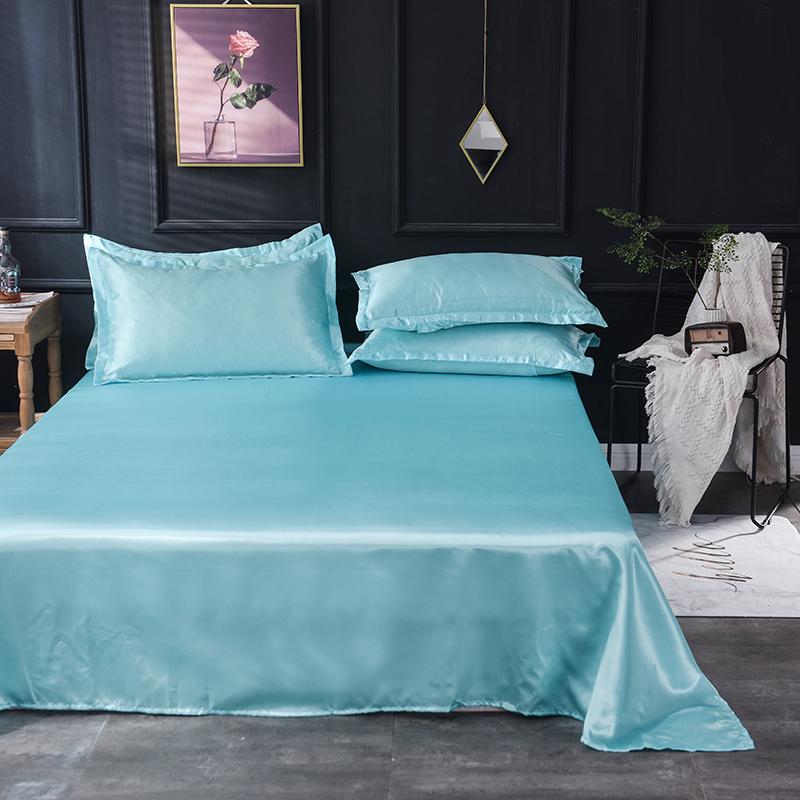 1pc Flat Bed Sheet Silky Bedsheets Solid Color Bed Linen Smooth Flat Sheets Sabanas Para Cama Home Textile Bed Sheets