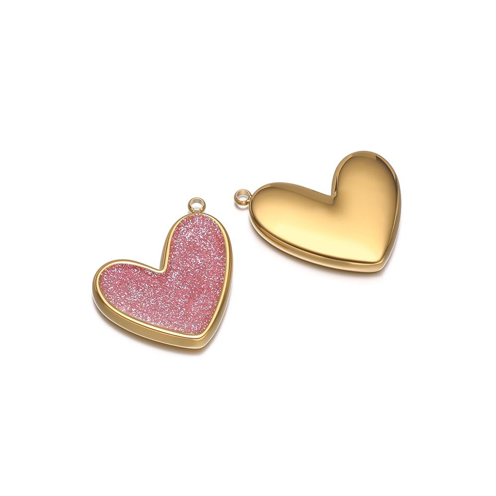 5pcs Stainless Steel Glittering Enamal Heart Charms Pendants for DIY Jewelry Lovers Necklace Findings Couples Bracelets Making