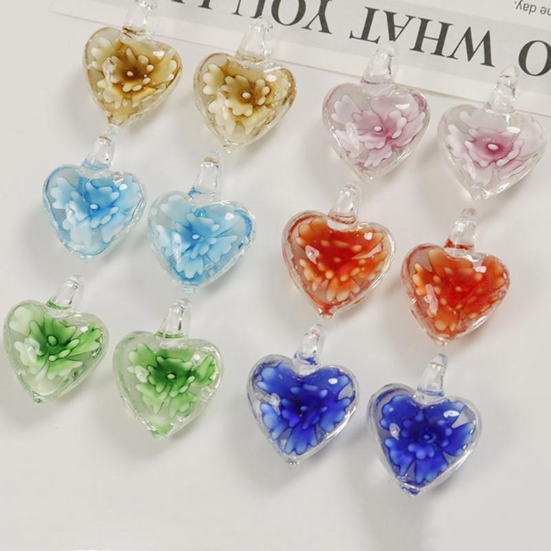 Glass Heart Charm 25x20mm Small Love Heart Shape Pendants for Women DIY Love Jewelry Necklaces Making Findings 6-Color