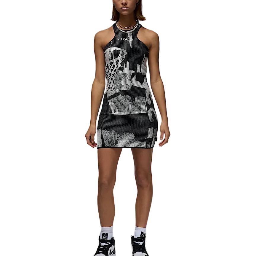 Jordan Air Knit Tight Simple Sleeveless Dress Women dresses Sail-White HJ0017-133