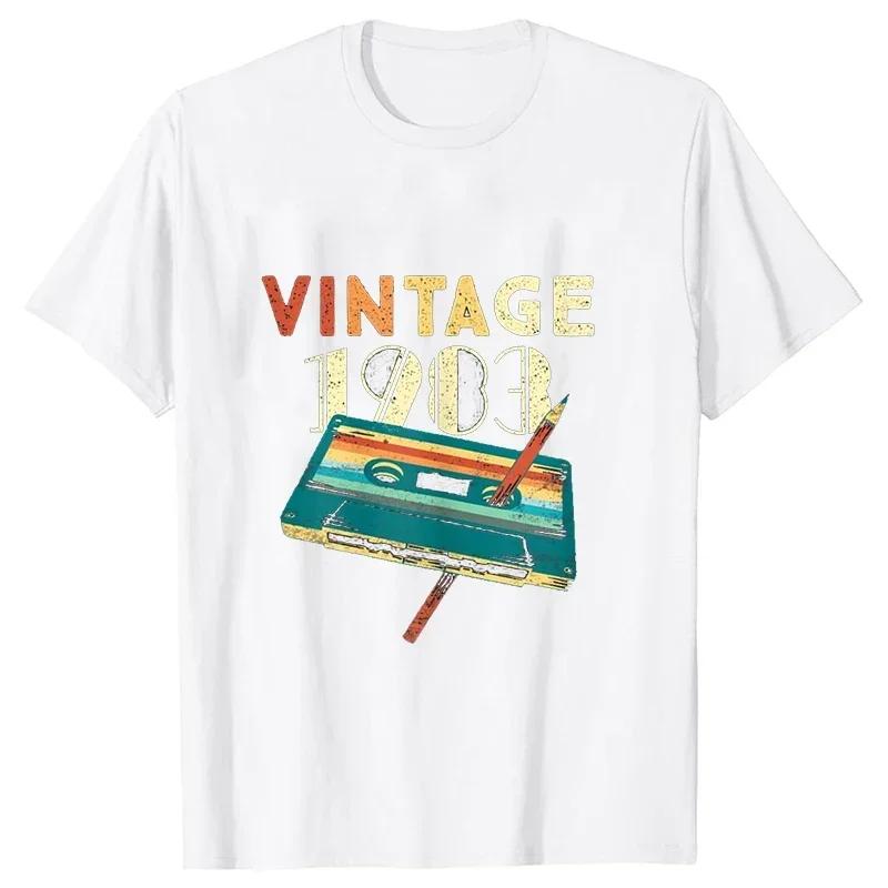Unisex Tshirt Vintage 1983 Music Cassette 40th Birthday Gifts 40 Years Old T Shirts Summer Music Lover Graphic Harajuku Streetwear