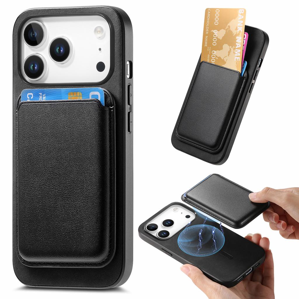 For iPhone 17 Pro Case Detachable Magnetic Card Bag Leather Phone Back Cover