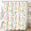 Patterned Shower Curtain Fabric Decorative Waterproof Bathtub Liner for Bathroom Coral Pink Green Yellow Flowers Leaves Print 3D