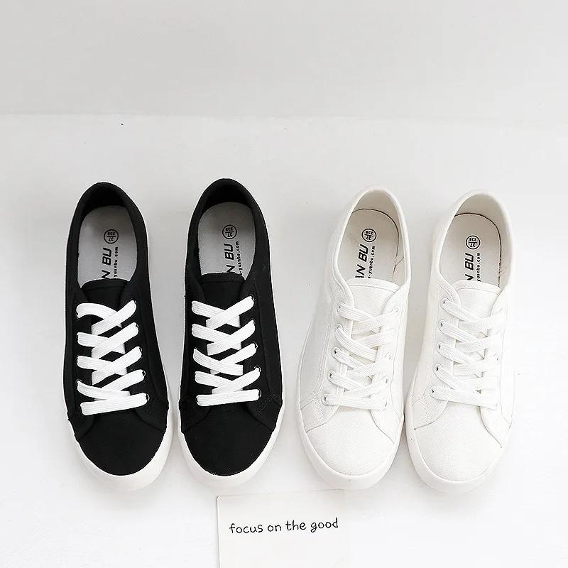Fashion Unisex White Canvas Shoes Summer Casual Student Sports Shoes Lace-up Plaid Flat Shoes
