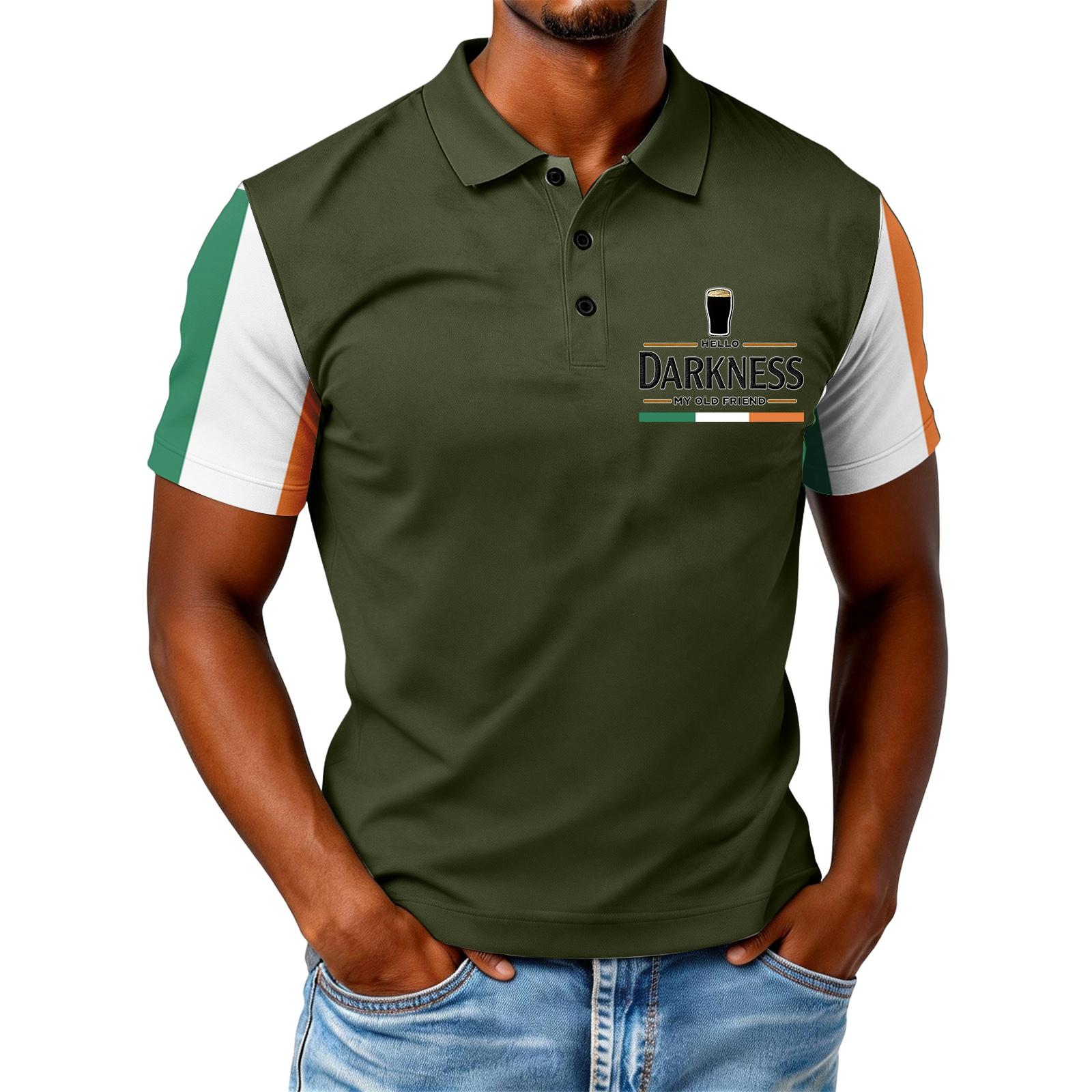 Мужская свободная повседневная футболка с принтом флага и букв топ с коротким рукавом L армия зеленый 1370₽