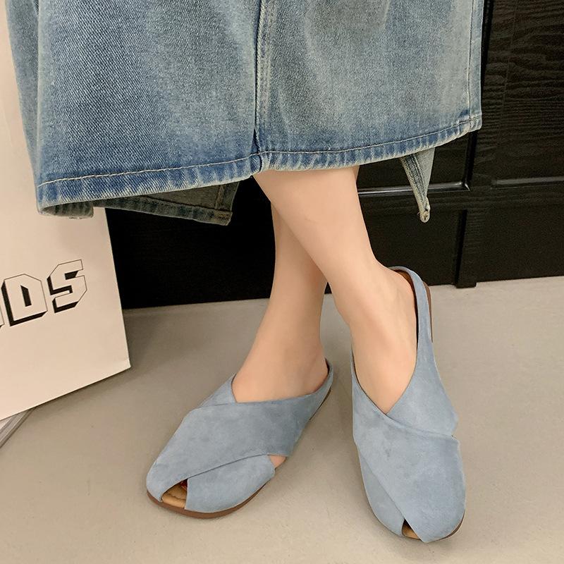 Baotou slippers spring and summer wear new women's fashion versatile gentle retro flat bottom non-slip cool slippers