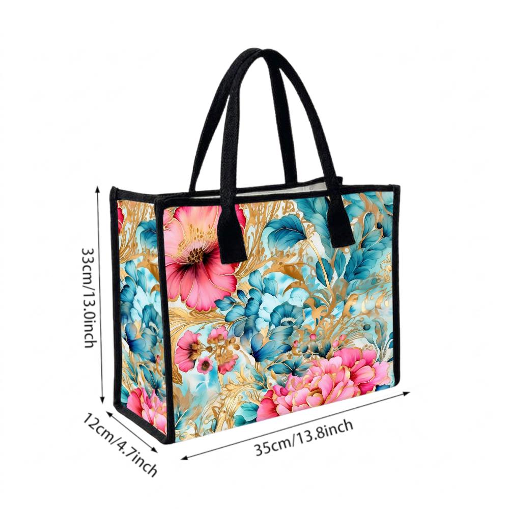 Floral Printed Tote Bag Stylish Large Capacity Daily Carry Handbag for Casual Use