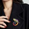 Chameleon Brooch, Diamond Studded, Colorful, Animal Rhinestone, Lizard, Pin, Chest Flower, Accessory