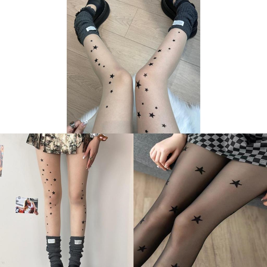 Nylon Star Pattern Tights With Invisible Design For Teen Girls