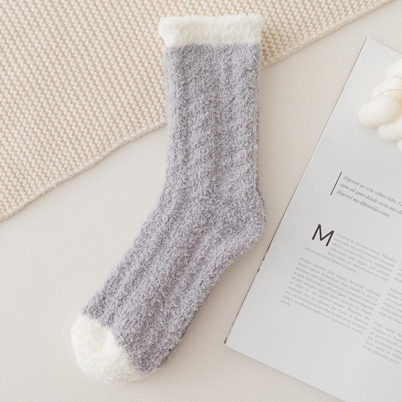 Winter Women's Twist Coral Fleece In The Tube Wild Warm Floor Socks Adult Socks