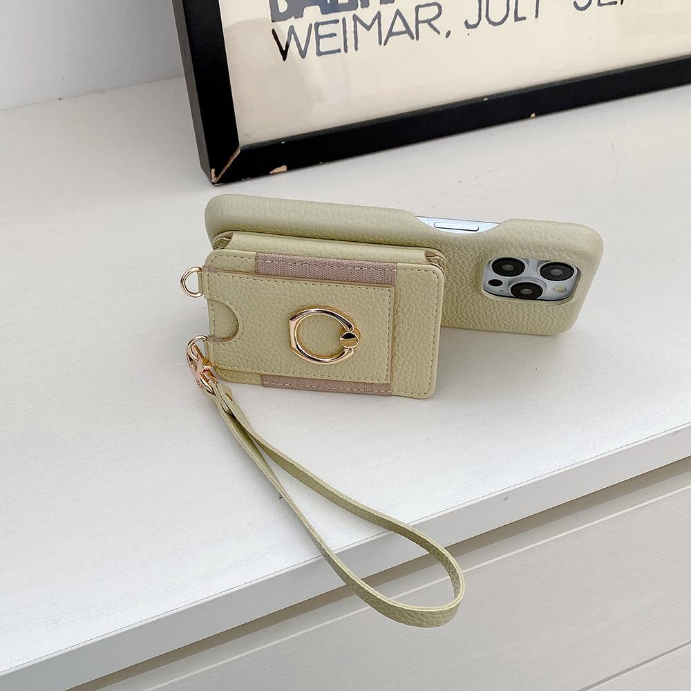For iPhone 15 Pro Max Case Card Slots Kickstand PU Leather Back Cover with Ring Holder,Wrist Strap