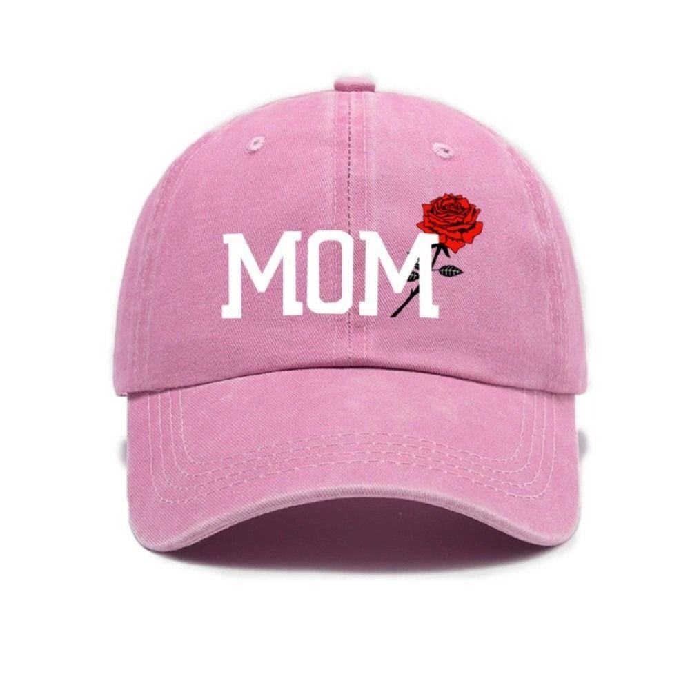 2pcs/set Classic Mom Dad Rose Printed Cap Washed Cotton Couple Cap Baseball Hats For Man Women