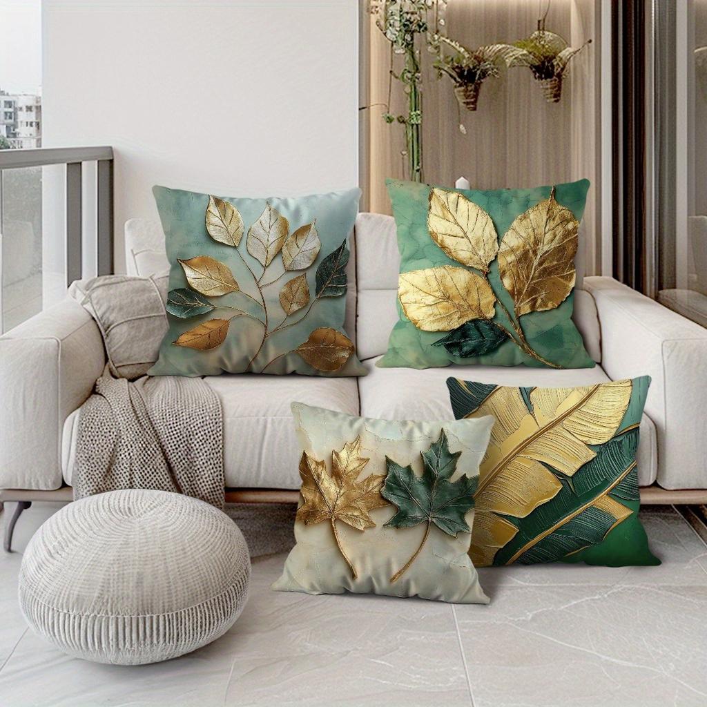 Nordic Leaf Print Pattern Home Decor Pillowcase Bedroom Living Room Sofa Decoration Polyester Cushion Cover With Zipper