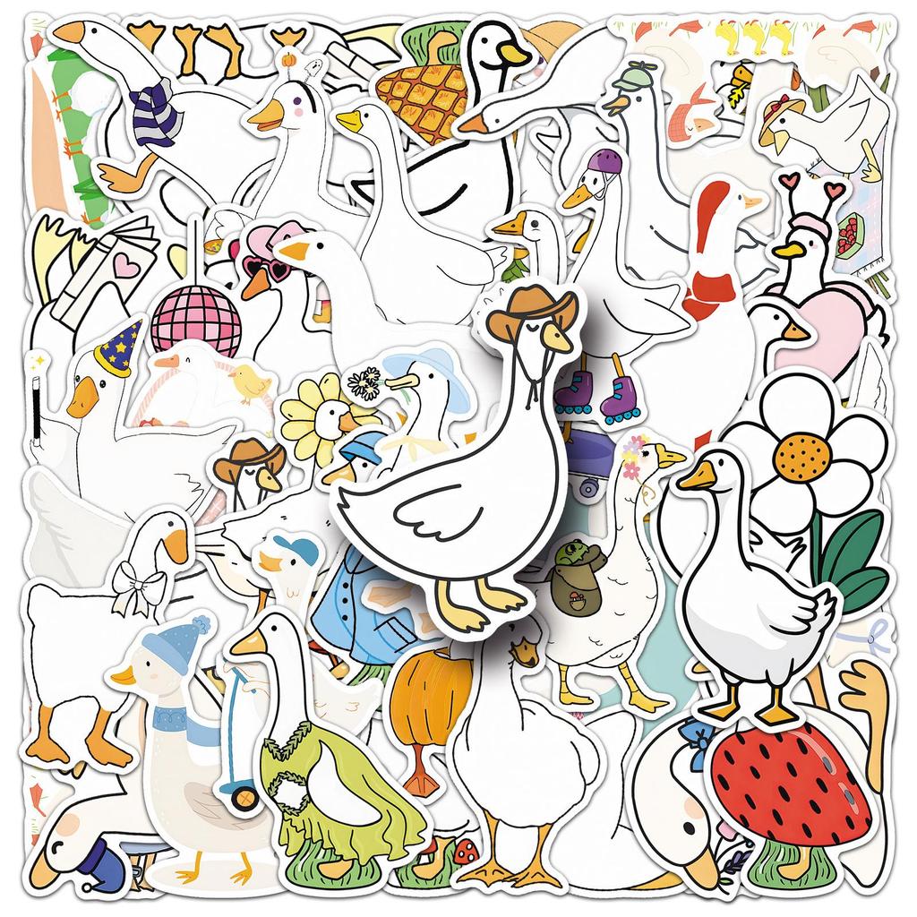50 Goose Graffiti Stickers: Cute Cartoon Animal Decorations for Suitcases, Water Bottles, and Phones