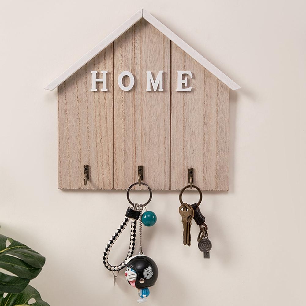 Nordic Style Wooden Wall Mount Key Hanging Hook Storage Rack Creative Entryway Organizer Home Decor